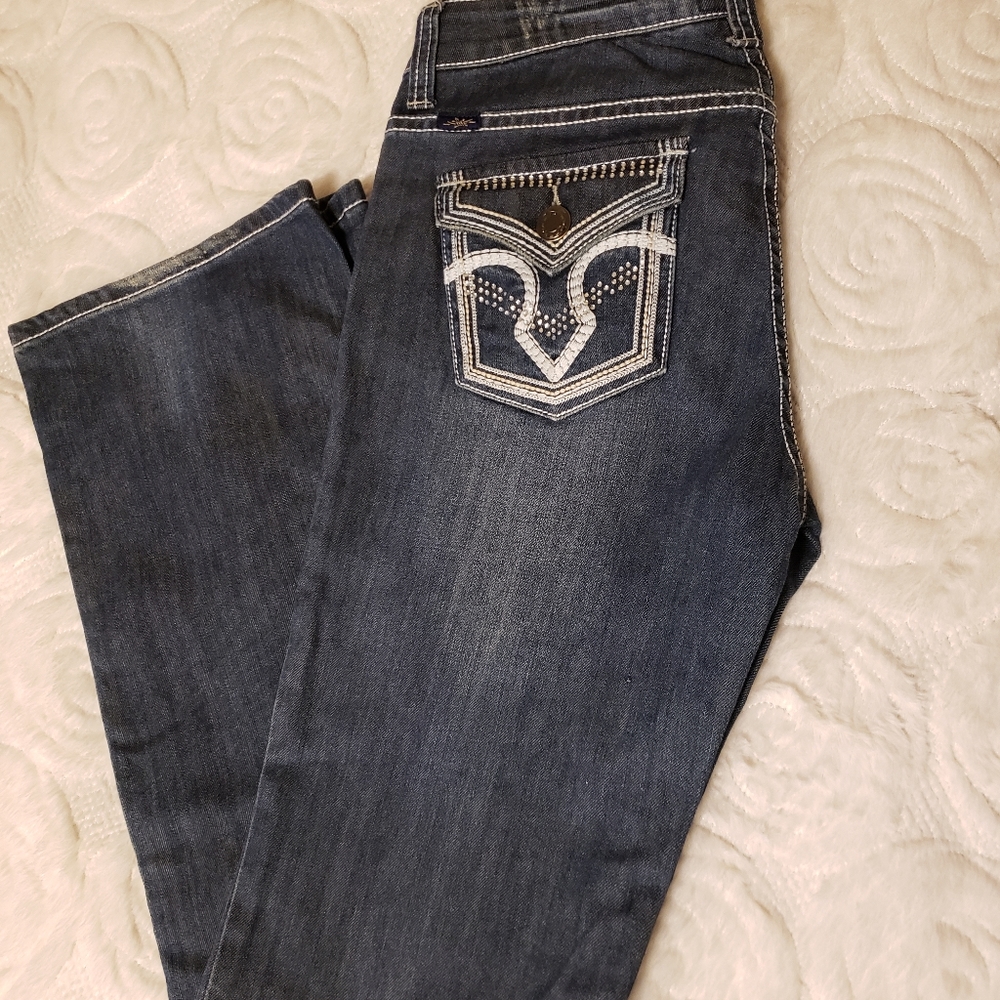Cowgirl Up Don't Fence Me In Boot Cut Jeans size 6
